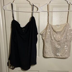 New Sequined Camisole Tank Top in champagne  and Black